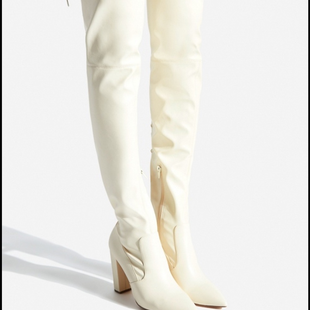 Cream Shoe Dazzle Thigh High Boots
